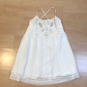 White Babydoll Dress with Beading & Embroidery